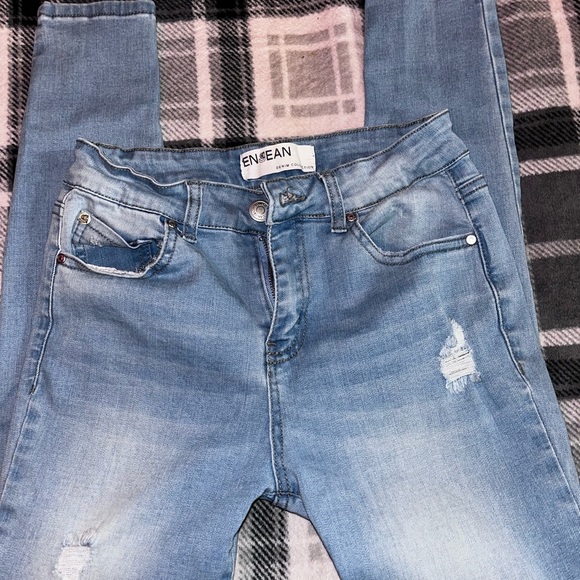 Enjean Denim Collection Distressed Jeans Juniors - Picture 1 of 5